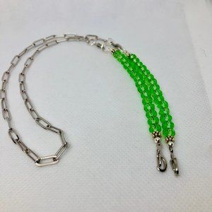 Jeweled peridot crystal mask holder/ mask necklace